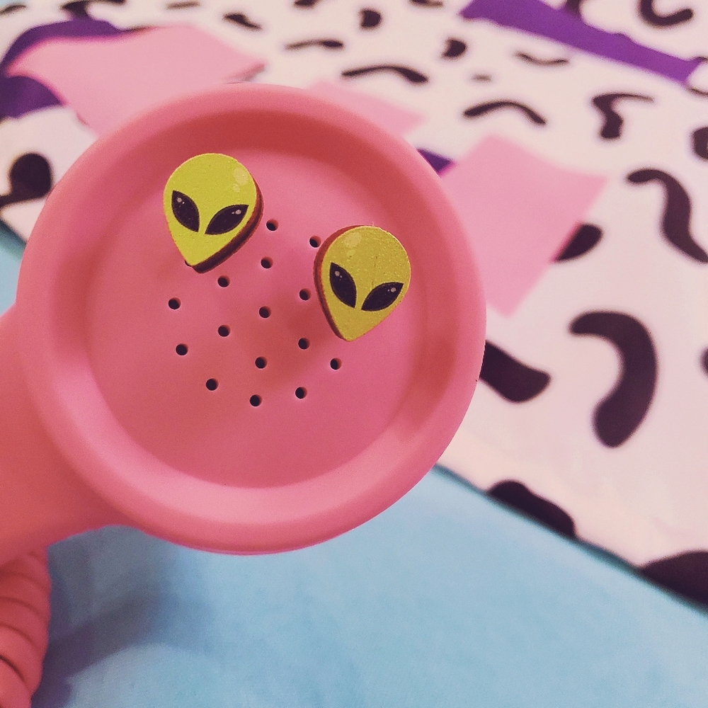 Little Alien Wooden Post Earrings
